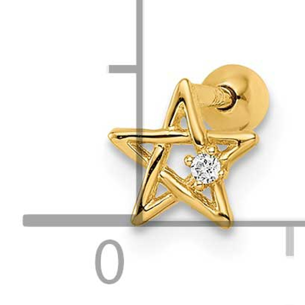 Star Labret Stud 14k Gold CZ Diamond BD173
