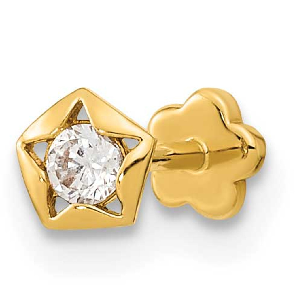 19 Gauge CZ Diamond Star Cartilage Body Jewelry 14k Gold MPN: BD189 UPC: