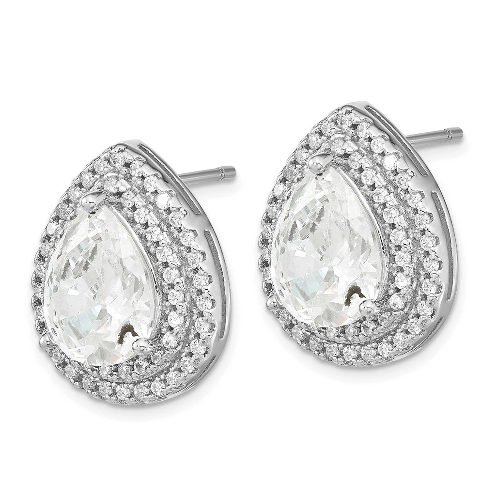 Cheryl M Rhodium-Plated Fancy Pear CZ Diamond Post Earrings Sterling Silver QCM1514
