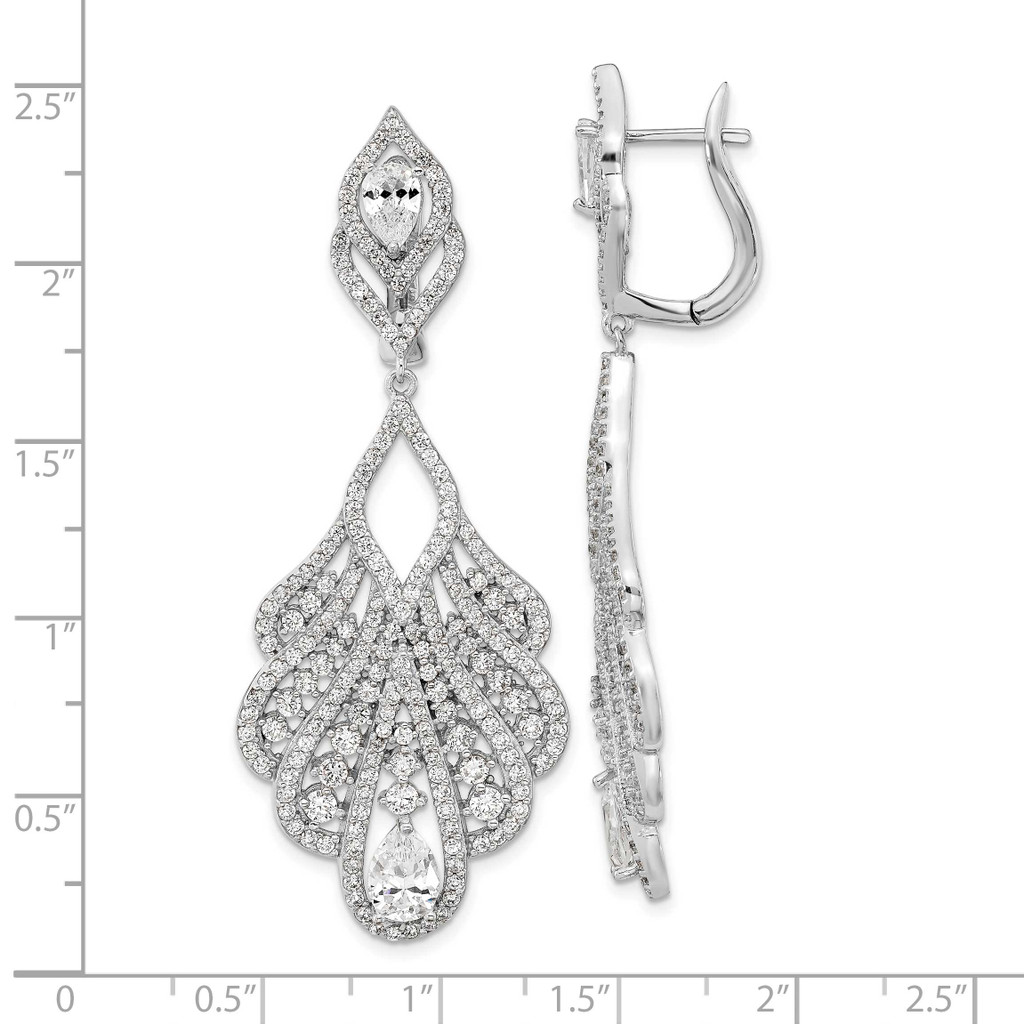 Cheryl M Fancy CZ Diamond Hinged Dangle Earrings Sterling Silver Rhodium-plated QCM1559