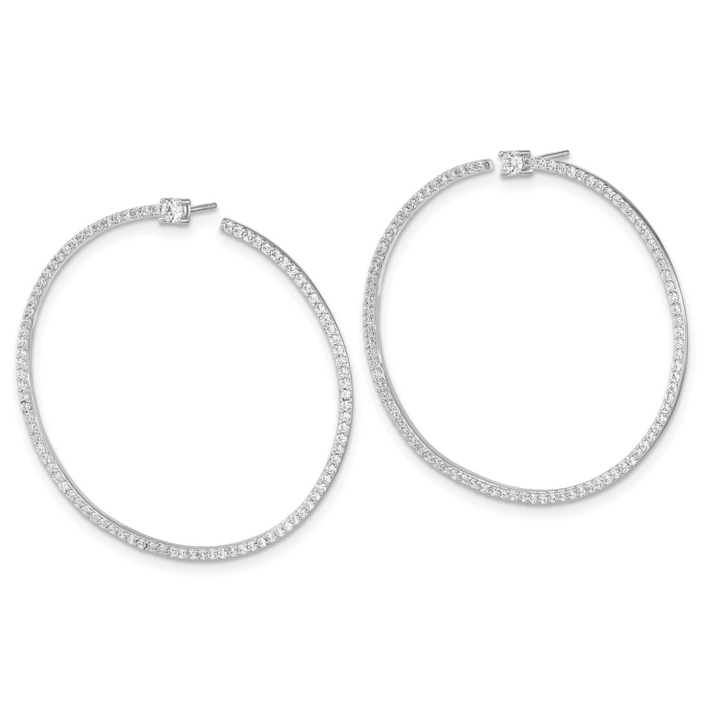 Cheryl M Rhodium-Plated CZ Diamond Post Hoop Earrings Sterling Silver QCM1560