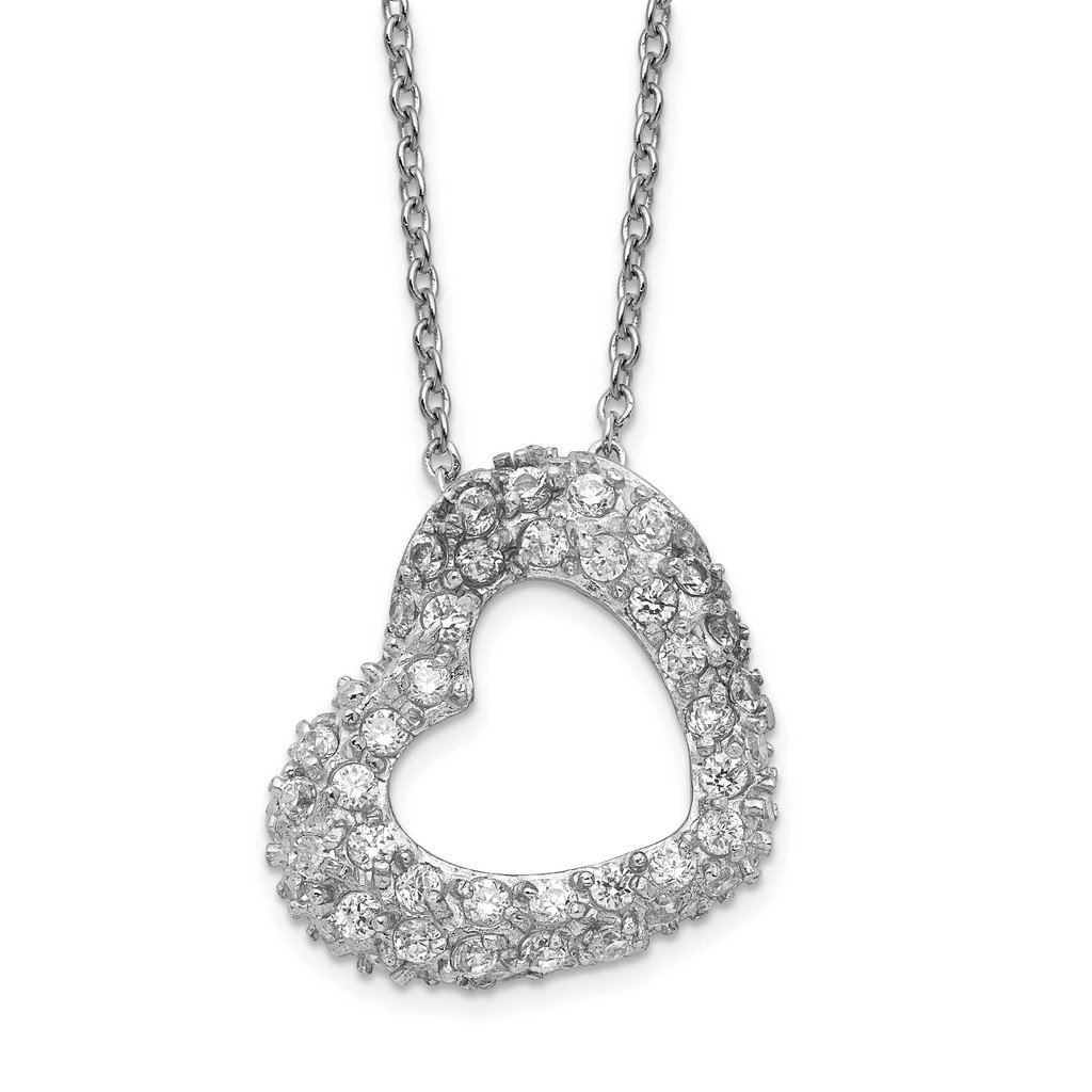Cheryl M CZ Diamond Heart Necklace Sterling Silver MPN: QCM677-18 UPC: 886774016894