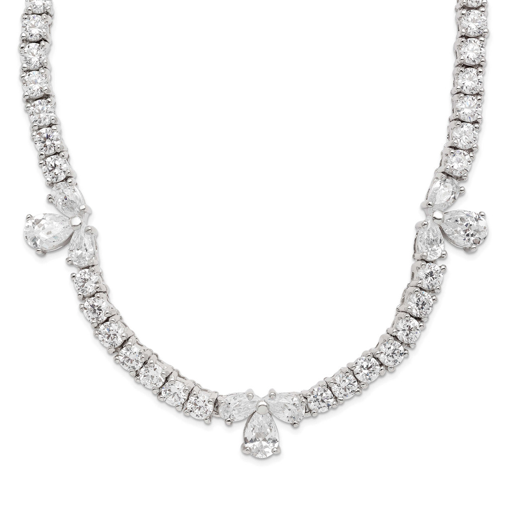 Fancy CZ Diamond Necklace Sterling Silver Polished MPN: QCM923-18 UPC: