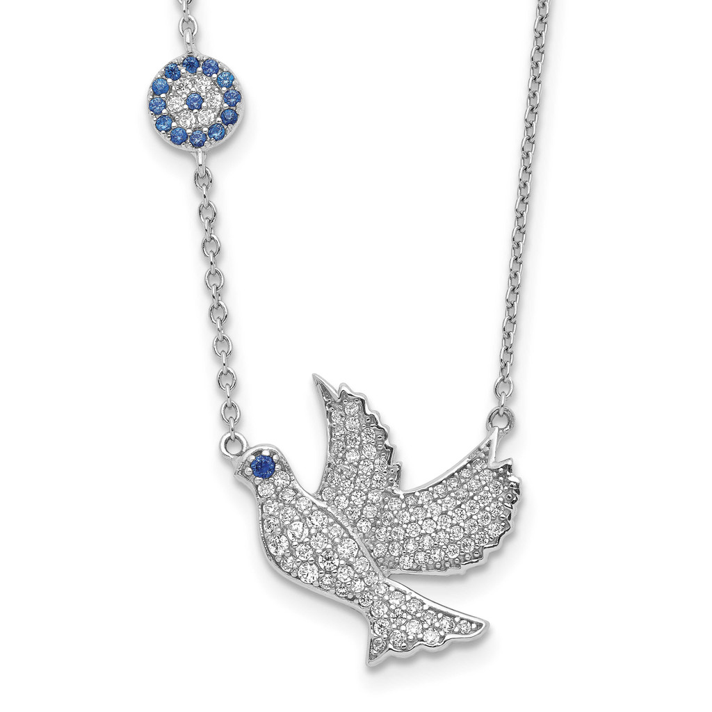 CZ Diamond Dove with 2 Inch Ext. Necklace Sterling Silver Rhodium-plated MPN: QG5188-16 UPC: