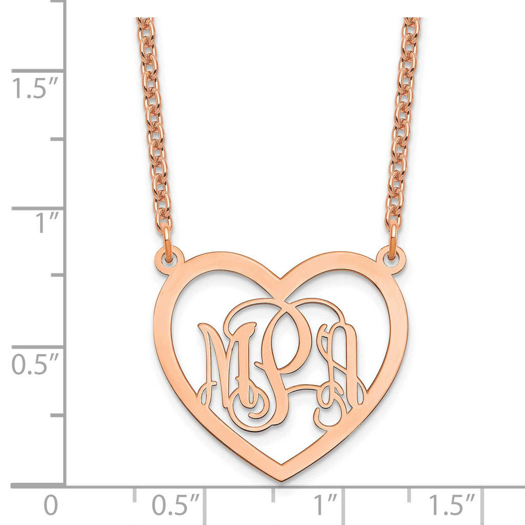 Polished Heart Monogram Necklace Sterling Silver Rose-plated XNA595RP