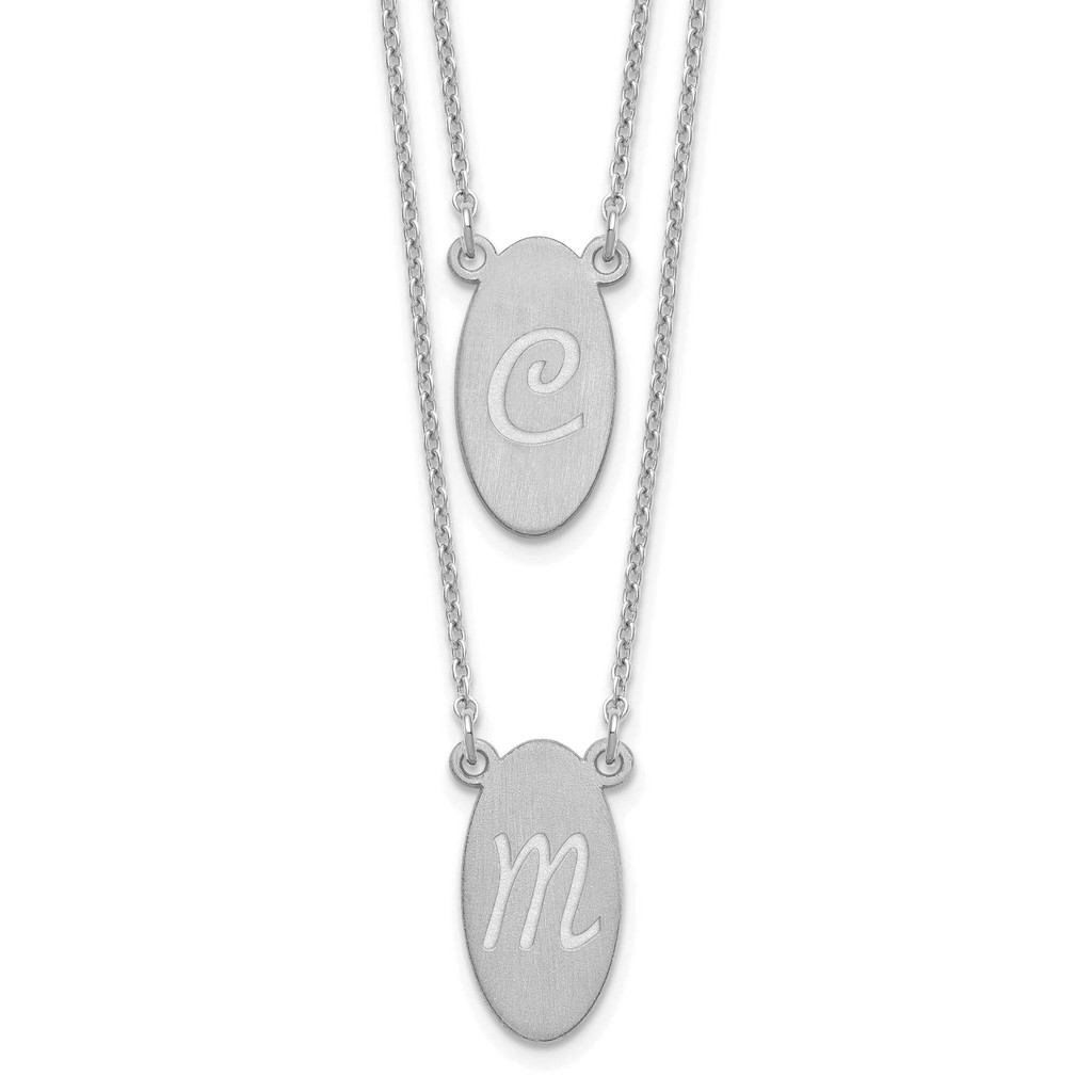 Brushed 2-Strand Stacked Oval Initial Necklace Sterling Silver Rhodium-plated MPN: XNA725SS UPC: