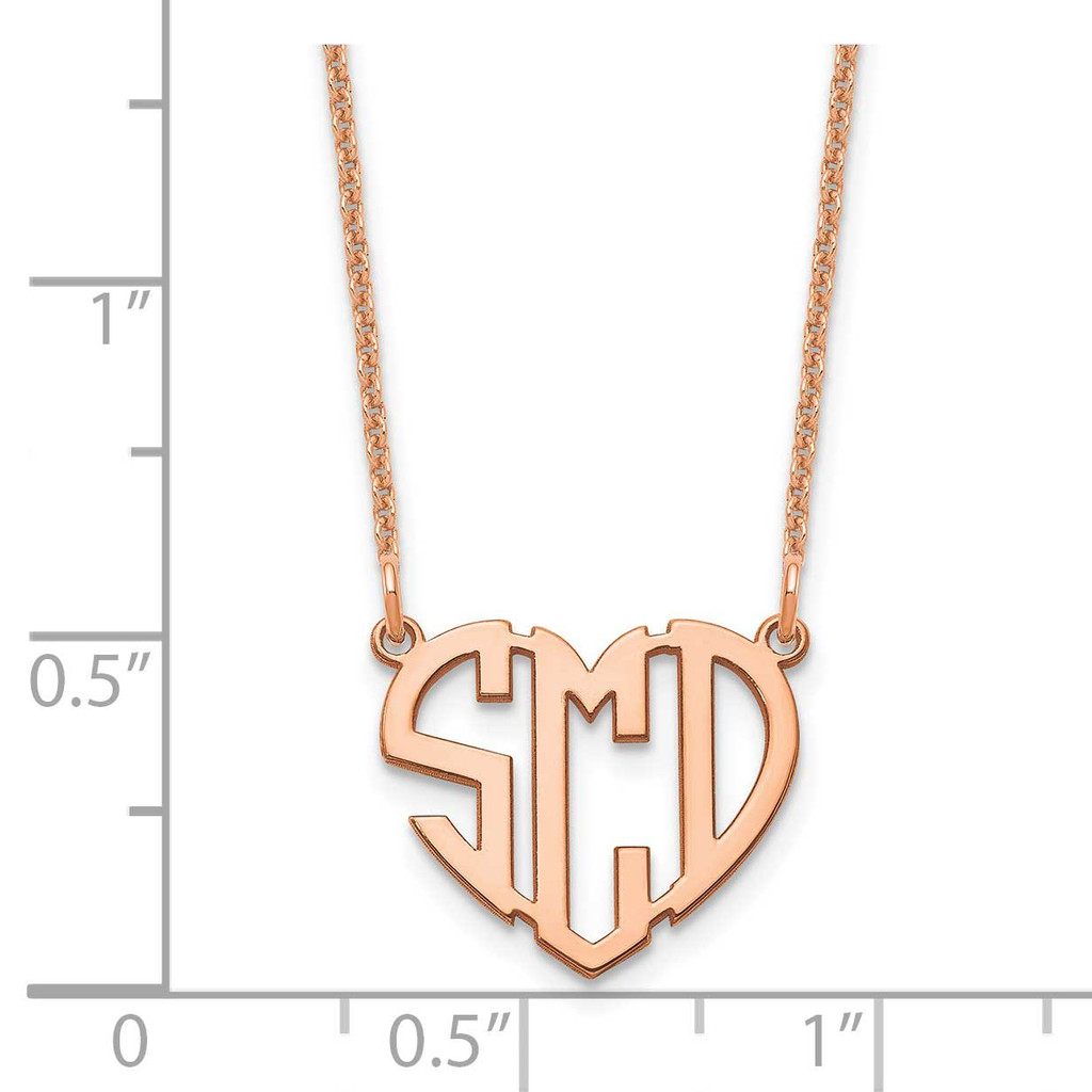 Cut Out Heart Monogram Necklace 14k Rose Gold Polished XNA895R