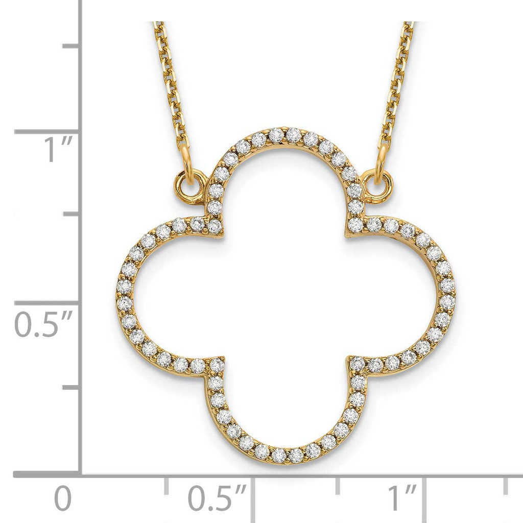 Medium Diamond Quatrefoil Design Necklace 14k Gold XP5051VS