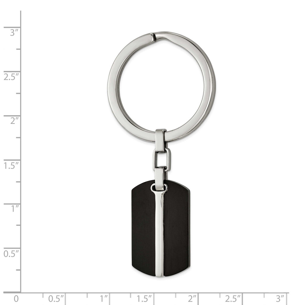 Polished Black Ip-Plated Key Ring Stainless Steel Brushed SRK172