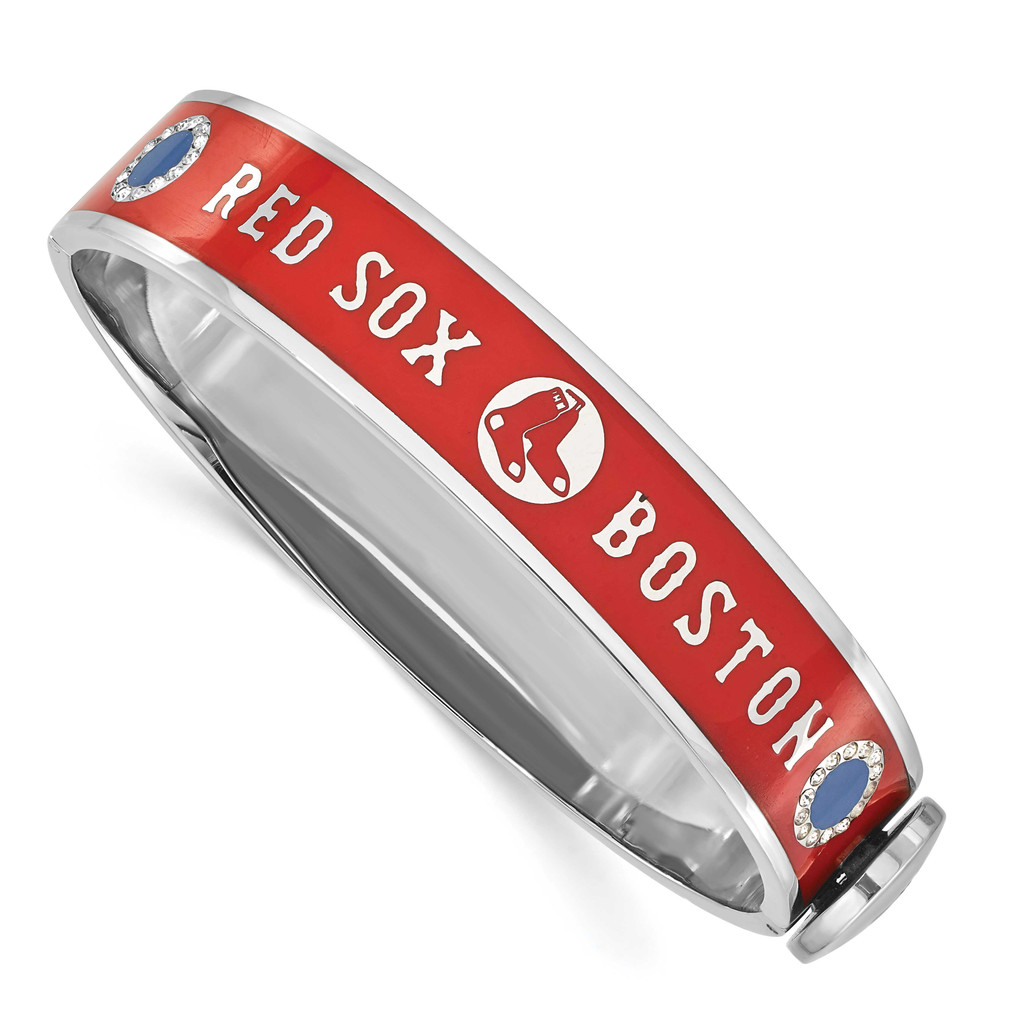 Stainless Steel MLB Boston Red Sox Crystal & Enamel Hinged Bracelet, MPN: RSOHEB, UPC: 634401013187
