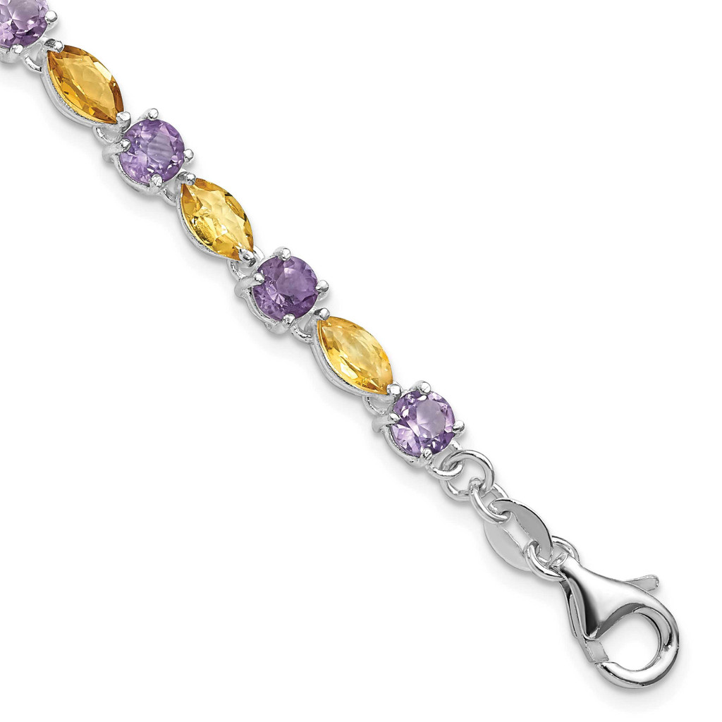 Sterling Silver Amethyst & Citrine with 1 ext Bracelet, MPN: SSCMEI18292, UPC:
