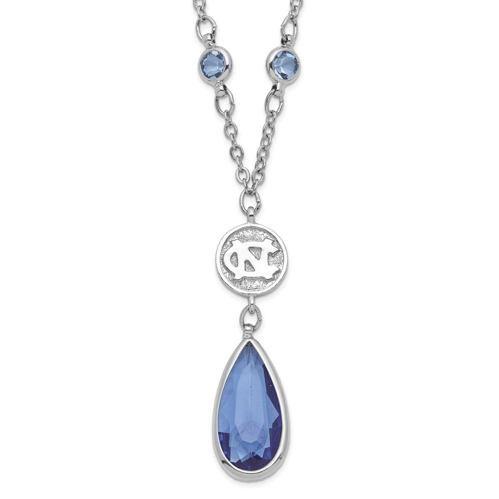 Univ of North Carolina Silver-tone Blue Crystal with 3in ext Necklace, MPN: UNC065N-CR, UPC: 634401803825