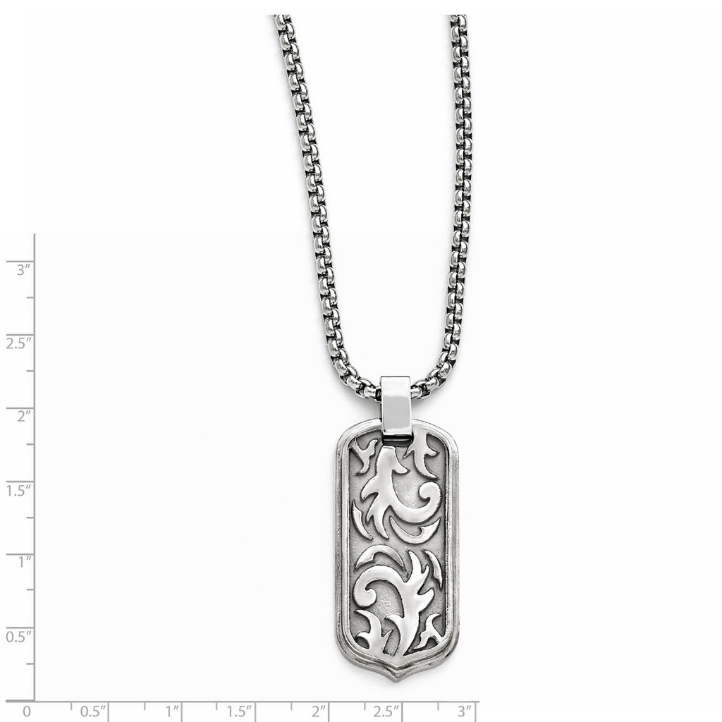 Edward Mirell Titanium Cable Dog Tag Pendant Necklace EMN134-20 with Ruler for Sizing on it