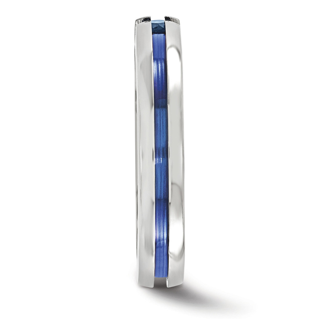 Edward Mirell Titanium Sapphire&Blue Anodized Grooved 4mm Band EMR157