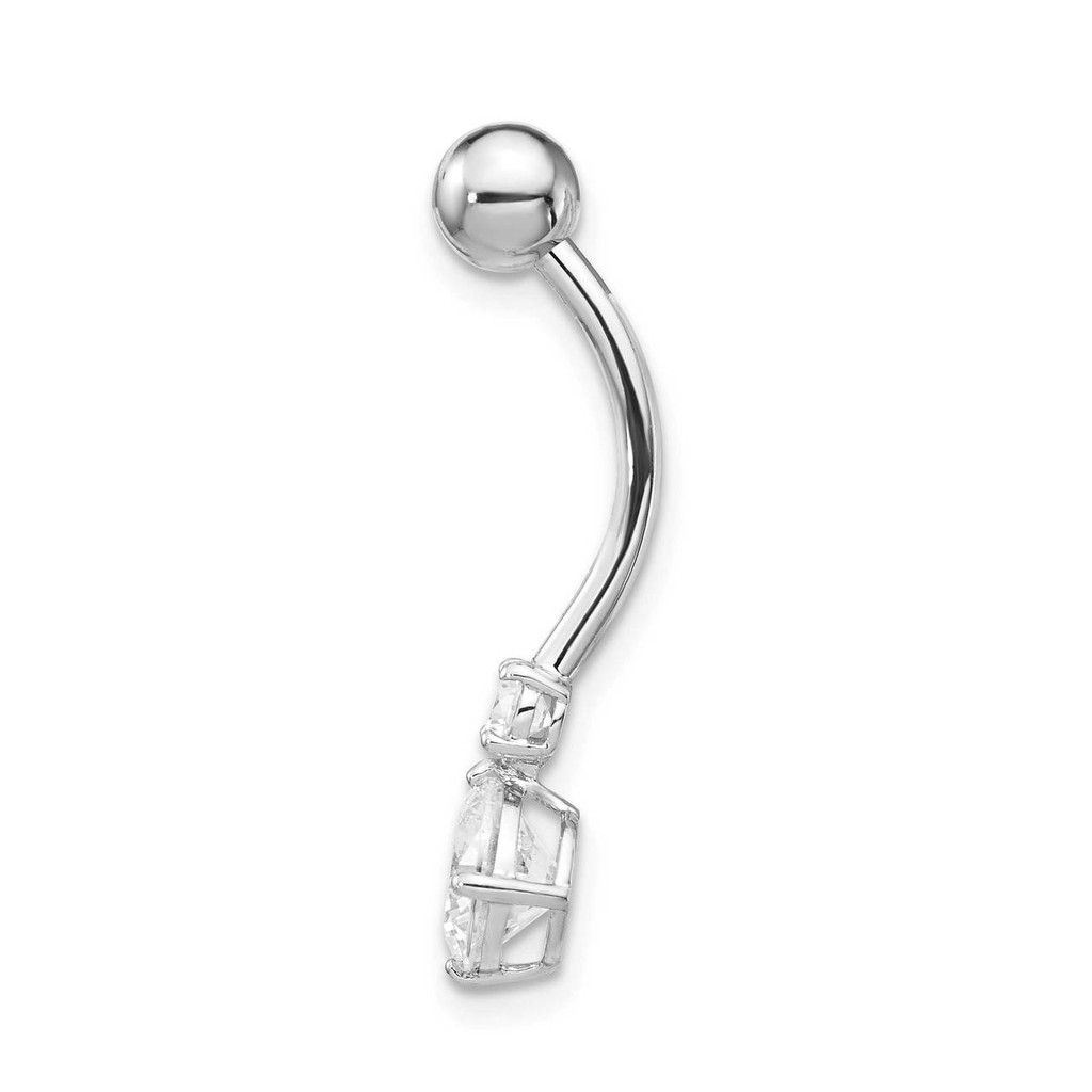 3 And 6Mm Synthetic Diamond Belly Dangle 10k White Gold 10BD130