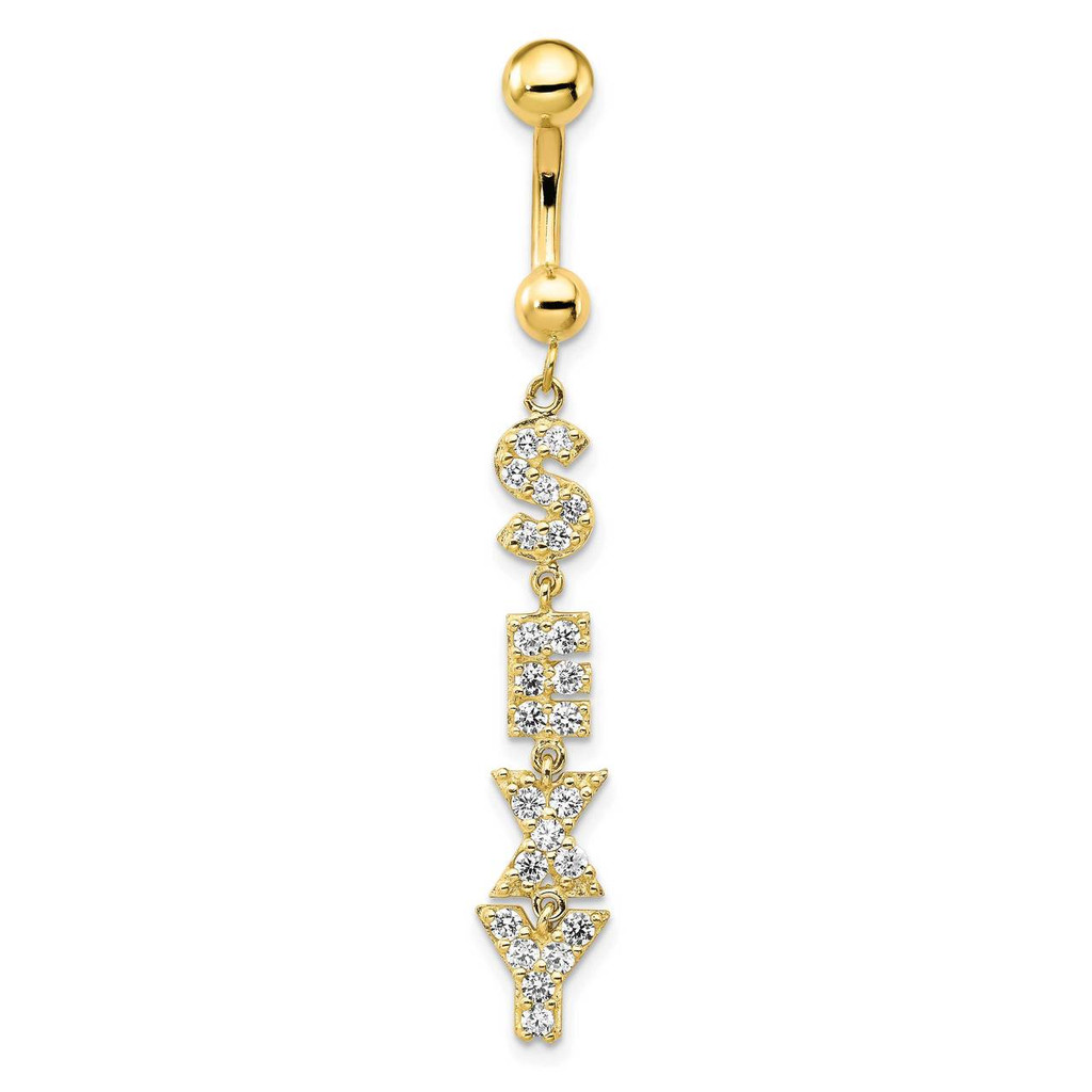 Synthetic Diamond Sexy Belly Dangle 10k Gold 10BD142