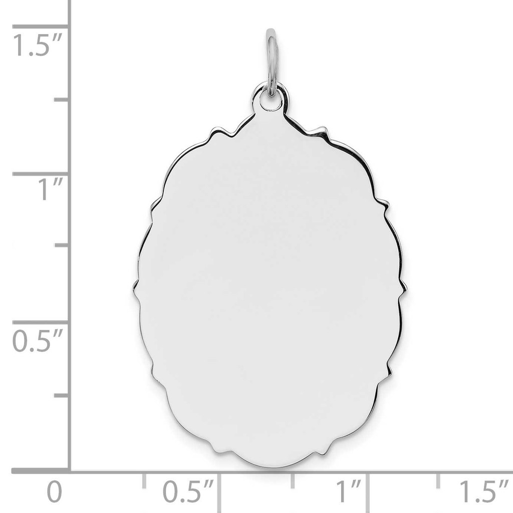 Engraveable Polished Front Satin Back Disc Charm Sterling Silver Rhodium-Plated QM438/50