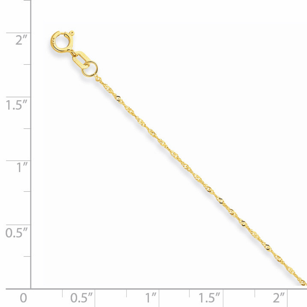1mm Singapore Chain (CARDED) 16 Inch 14k Gold 10SY-16