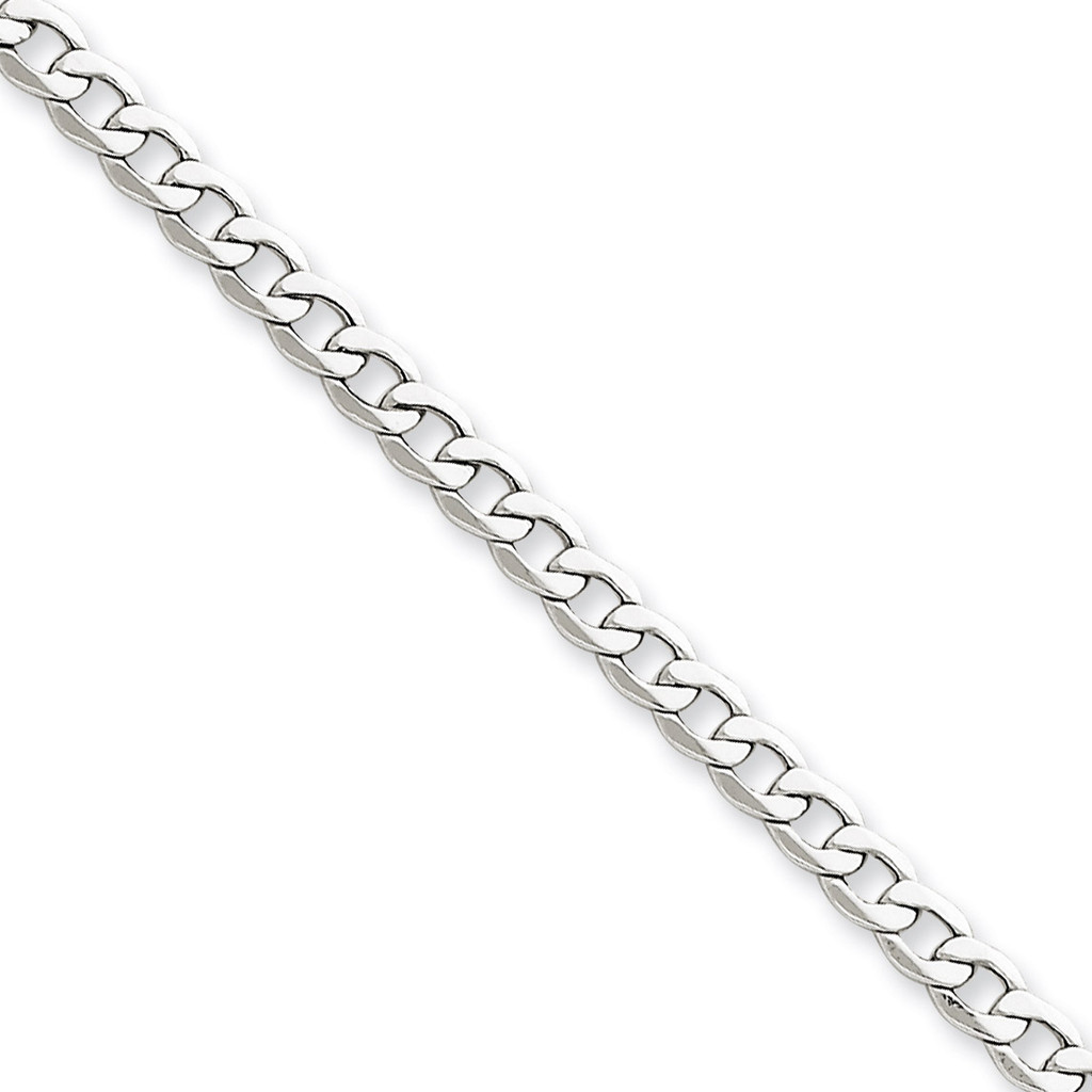 4.3mm Semi-Solid Curb Link Chain 16 Inch 14k White Gold BC104-16