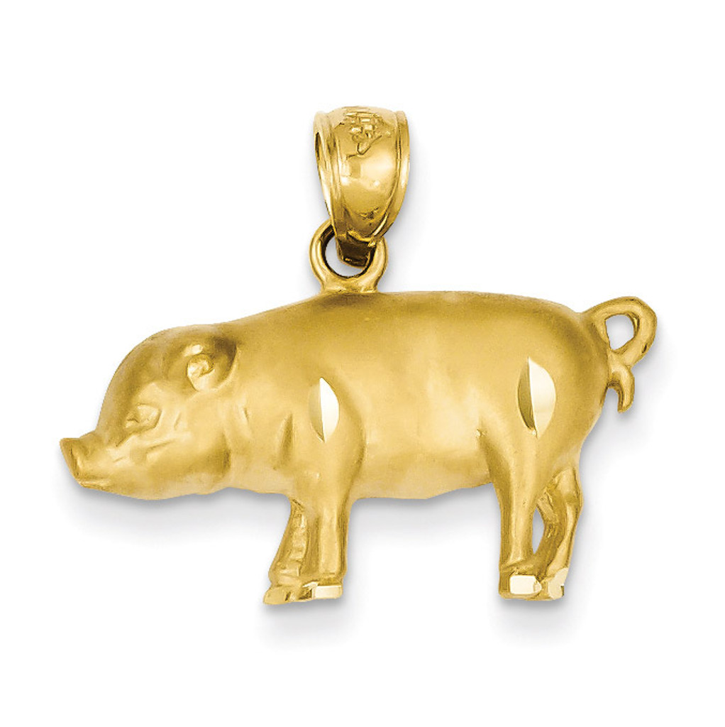 Pig Pendant 14k Gold Diamond-cut C4060
