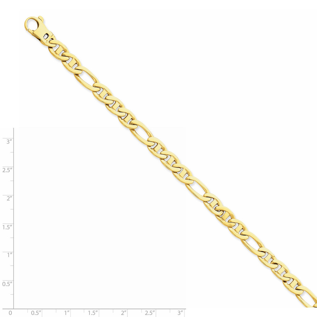 6.5mm 8.25mm Solid Hand-Polished 3 & 1 Flat Anchor Bracelet 8.25 Inch 14k Gold FL438-8.25