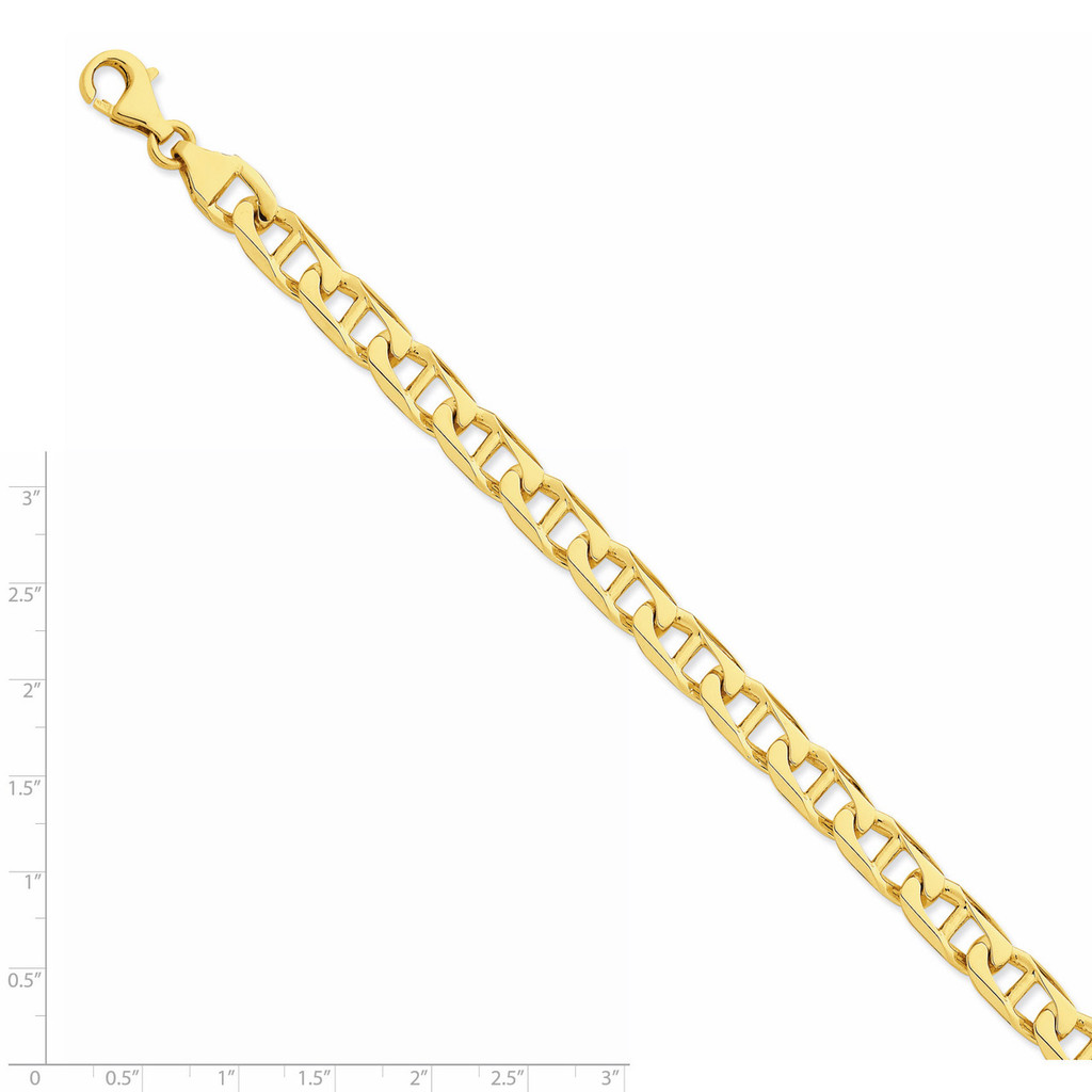 9mm Hand-Polished Anchor Link Chain 24 Inch 14k Gold LK101-24