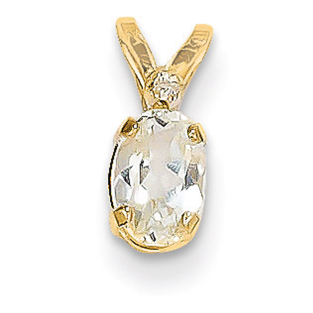 Diamond & White Topaz Birthstone Pendant 14k Gold XBE159