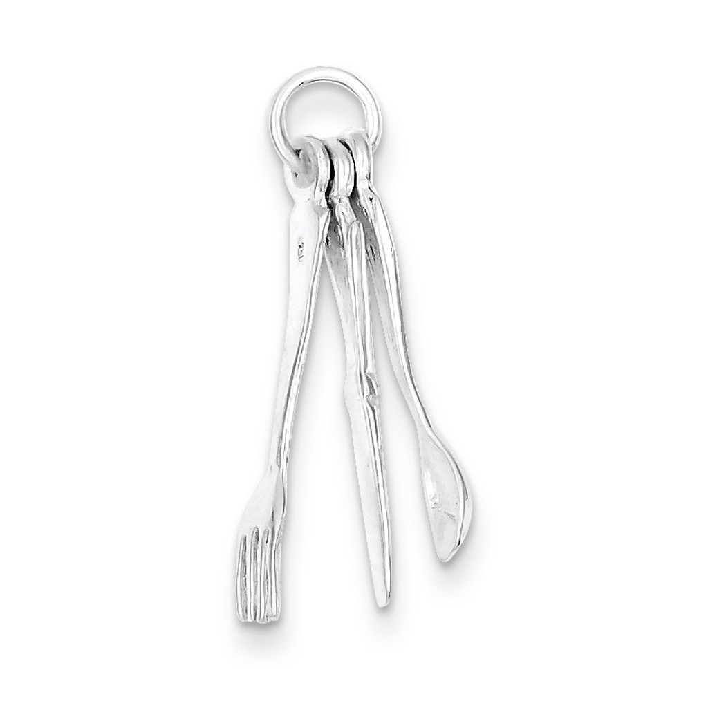 Knife, Fork & Spoon Charm Sterling Silver MPN: QC2774