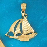 Sailboat Dimensional Pendant Necklace Charm Bracelet in Gold or Silver 1225