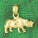 Rhino Pendant Necklace Charm Bracelet in Gold or Silver 2598