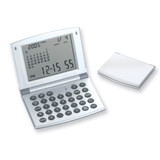 Satin Silver-tone Finish World Time Alarm Clock and Calculator GL8054