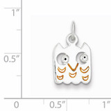 Yellow Enameled Owl Charm Sterling Silver QC7530
