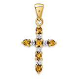 Citrine & Diamond Cross Pendant 14k Gold XP3379CI/A Citrine & Diamond Cross Pendant 14k Gold XP3379CI/A