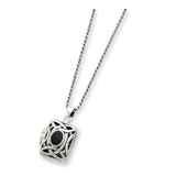 Onyx & Marcasite Square Locket with Chain 18 Inch Sterling Silver QG1938-18 UPC: 886774372860