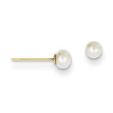 3-4mm White Button Cultured Pearl Stud Earrings 14k Gold X30BW UPC: 815479016182