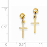 Cross Dangle Post Earrings 14k Gold Polished TC741