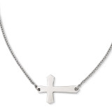 Sideways Cross Necklace Stainless Steel Polished SRN1179