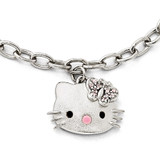 Hello Kitty Sterling Silver Bracelet Swarovski Elements Enameled 7.5 Inch
