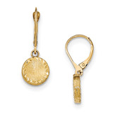 Circle Leverback Earrings 14k Gold Brushed Polished & Diamond-cut SF2242