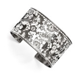 Leslies Sterling Silver and Ruthenium-plated Diamond-cut Cuff Bangle MPN: F524