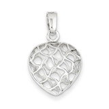 Sterling Silver Rhodium Plated Heart Pendant MPN: QC7465
