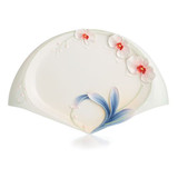 Franz Porcelain Graceful Orchid Flower Design Sculptured Porcelain Ornamental Platter FZ02692 Franz Porcelain Graceful Orchid Flower Design Sculptured Porcelain Ornamental Platter FZ02692