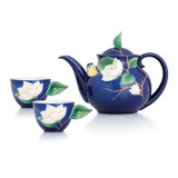 Franz Porcelain Magnolia Design Sculptured Porcelain Teapot Cup Set FZ03042