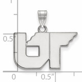 With measurement & size University of Tennessee Small Pendant Sterling Silver SS061UTN