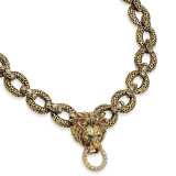 Jackie Kennedy Gold-plated Swar Crystal Antiqued 18 Inch with 2 inch Extender Lion Necklace MPN: CT383