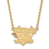 DePaul University Large Pendant with Chain Necklace in Gold-plated Silver by LogoArt MPN: GP006DPU-18 DePaul University Large Pendant with Chain Necklace in Gold-plated Silver by LogoArt MPN: GP006DPU-18