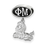 Phi Mu Oval Bead Lion Dangle in Sterling Silver by LogoArt MPN: PHM004BD-SS