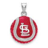 Saint Louis Cardinals Interlocking STL Baseball Enameled Pendant in Sterling Silver by LogoArt MPN: SS519CRD