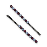 2358 Boutique Jewelry Fashion Blue and Purple Crystal Bobby Pin Set Black-tone by 1928 Jewelry MPN: BF3024