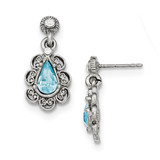2593 Boutique Jewelry Fashion Light Blue Crystal Dangle Post Earrings Silver-tone Downton Abbey by 1928 Jewelry MPN: BF2333